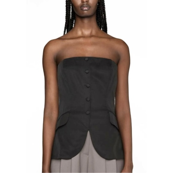 Reformation Tops - Reformation Tonya Top - Black Strapless Blazer Style Blouse Shirt Top sz 6
